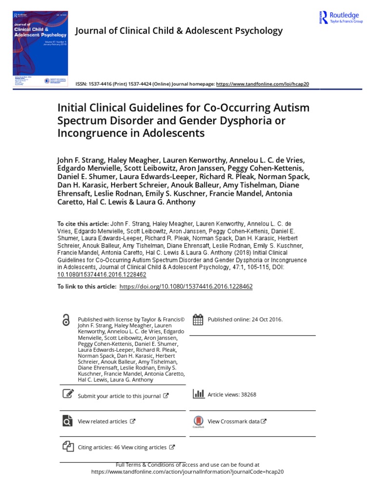 Autism and Gender Dysphoria: Co-Occurring Experiences