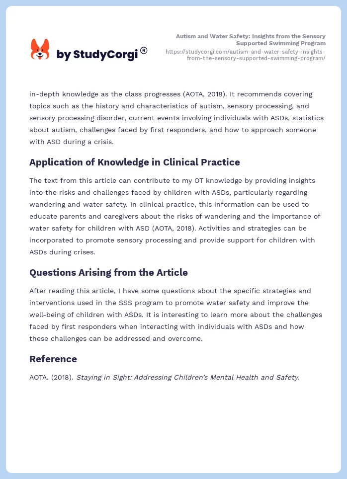 Autism and Swimming: Safety and Sensory Benefits